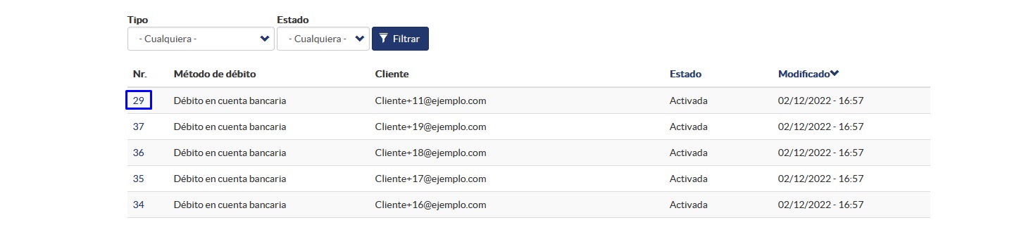 Editar una Solicitud de Débito